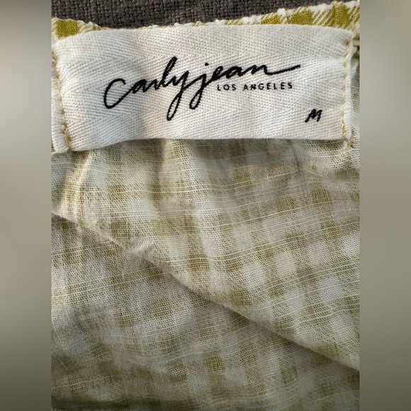 Carly Jean Los Angeles Tiered Gingham Green & White Dress Size Medium - Picture 6 of 8